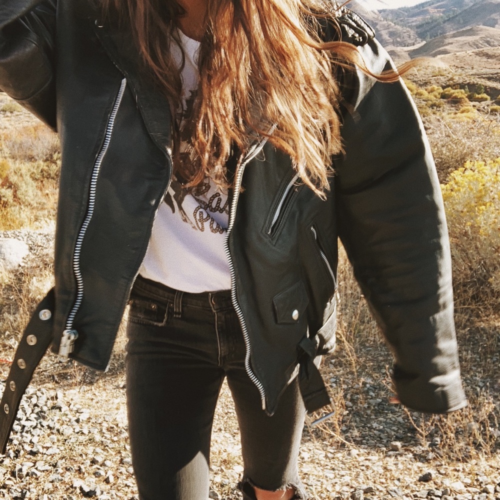 Vintage badass oversized leather motorcycle jacket